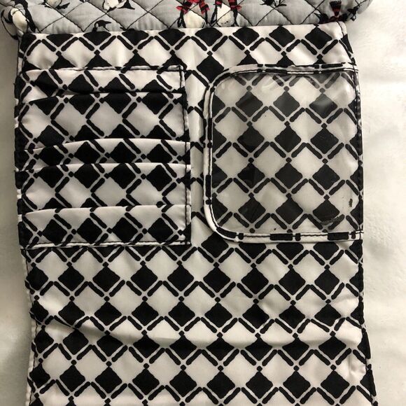 VERA BRADLEY Penguins Brush and Cosmetic Case Playful Penguins Gray Red Black - Picture 5 of 7